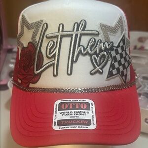 Red and White Graphic Trucker Hat